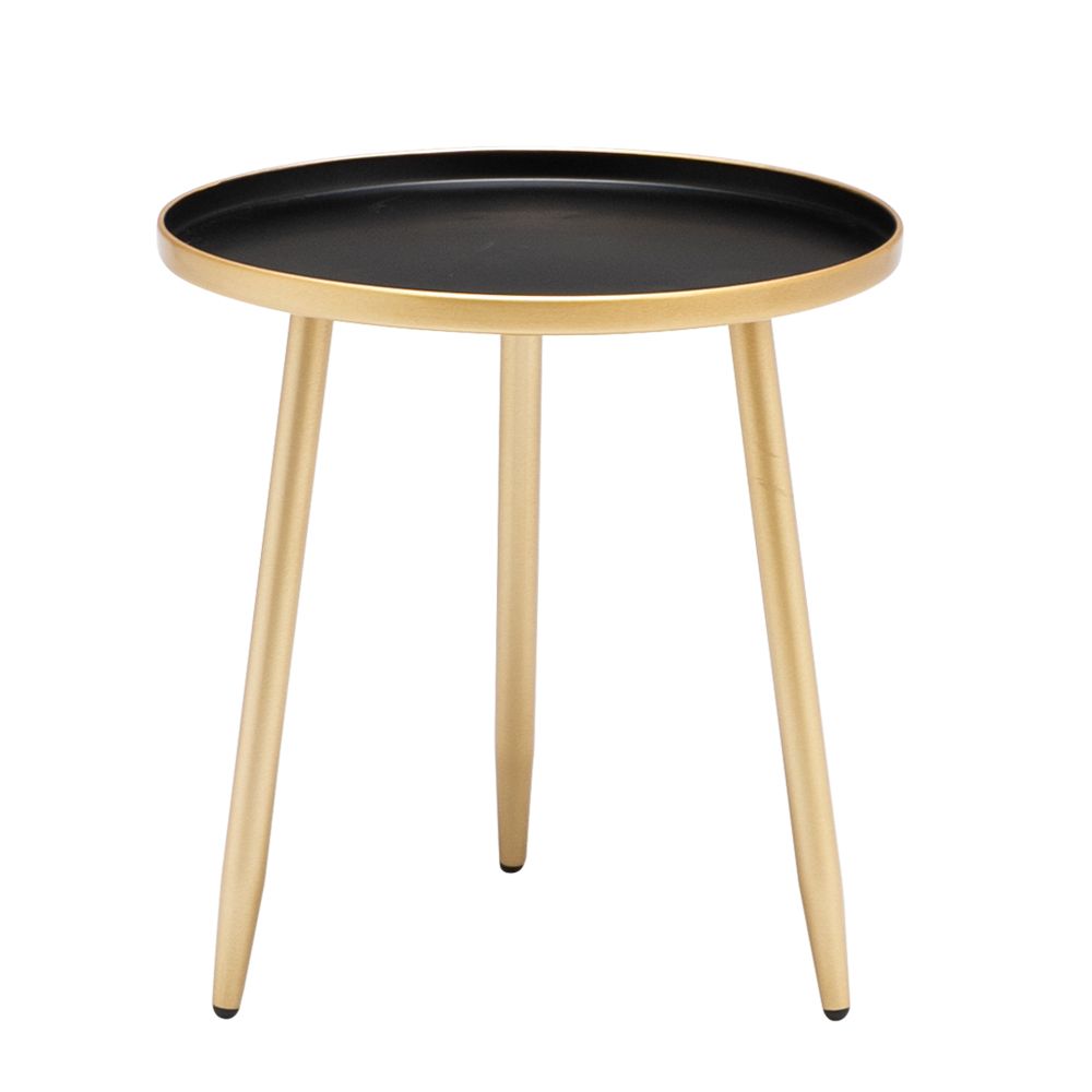 Round Side Table, Metal End Table, Nightstand/Small Tables for Living Room, Accent Tables Cheap, Side Table for Small Spaces,Gold & Gray