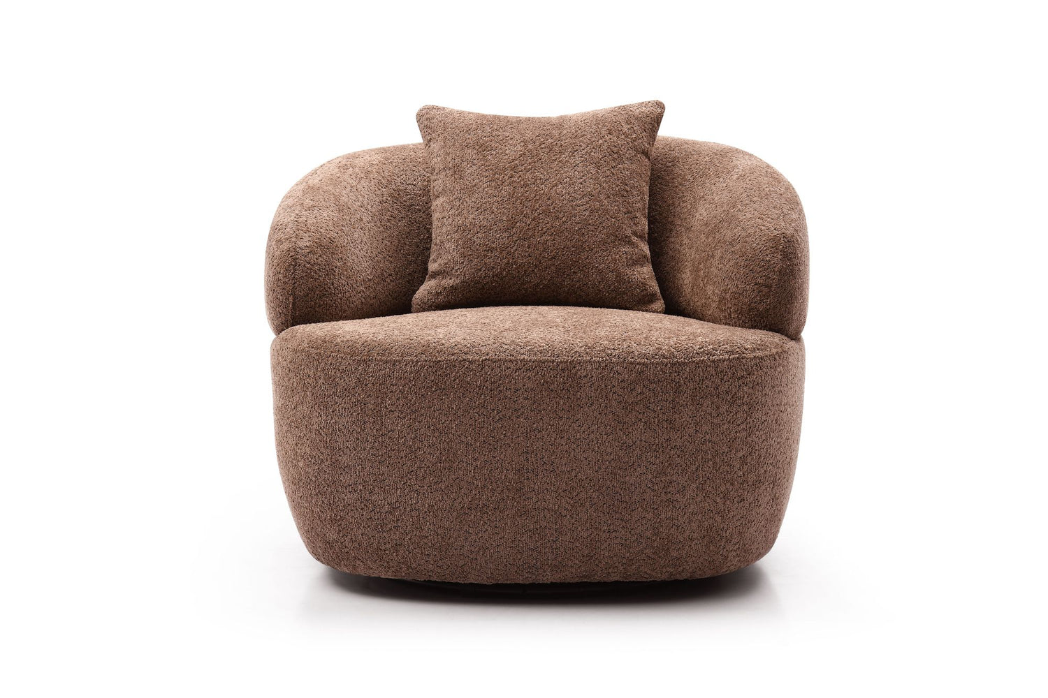 360° Swivel Boucle Sofa – 1 Seat, Mid-Century Brown
