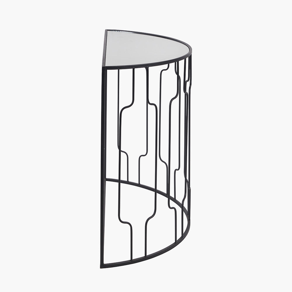 Mirrored Half-Moon Console Table