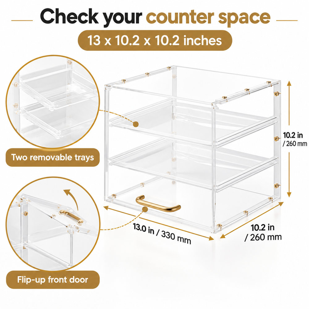 OHMM gallery v2 16 / 4 / fit and details — BAKERY DISPLAY Case, 2-Level Clear Acrylic with Flip-Up Door