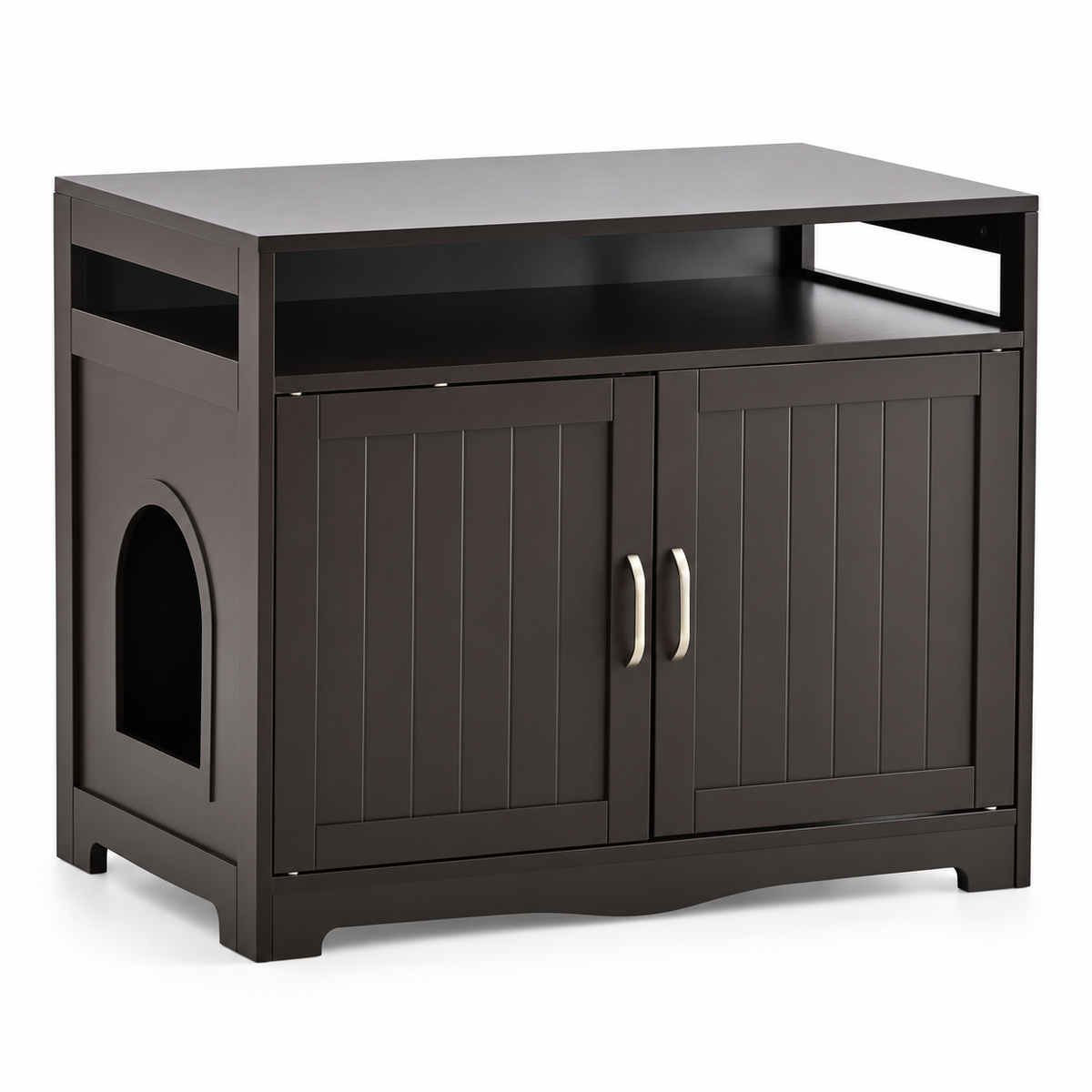 OHMM gallery v2 7 / 2 / white product-only packshot — TWO-DOOR LITTER Box Enclosure, Espresso
