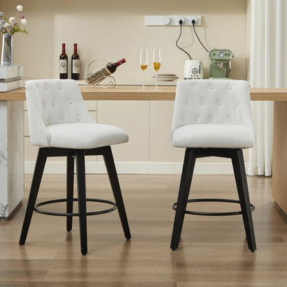 Set of 2 Stain Resistant Swivel Counter Stools 25 Inch Solid Wood view 7