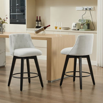 Set of 2 Stain Resistant Swivel Counter Stools 25 Inch Solid Wood view 8