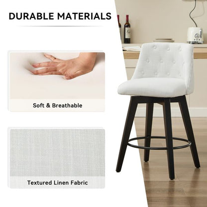 Set of 2 Stain Resistant Swivel Counter Stools 25 Inch Solid Wood view 4