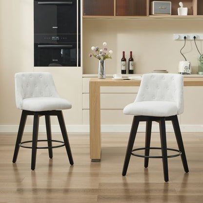 Set of 2 Stain Resistant Swivel Counter Stools 25 Inch Solid Wood view 6