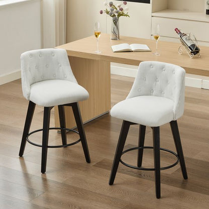 Set of 2 Stain Resistant Swivel Counter Stools 25 Inch Solid Wood view 1