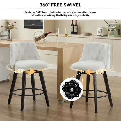 Set of 2 Stain Resistant Swivel Counter Stools 25 Inch Solid Wood view 2