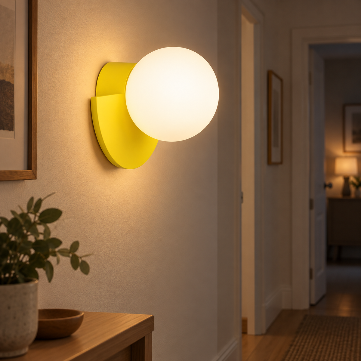 Curved Globe Wall Light in a styled room