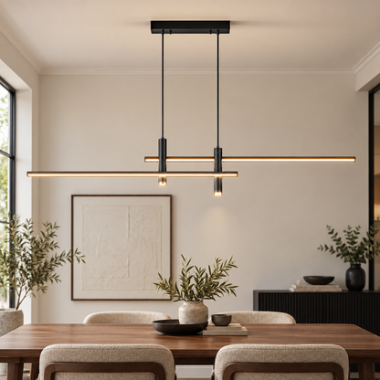 Multi-Bar LED Pendant Light in a styled room
