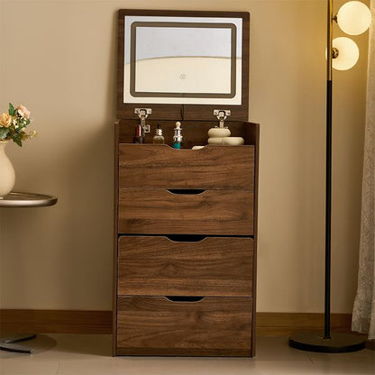 3 in 1 Flip Top Vanity Desk with Glass Top and Stool view 4