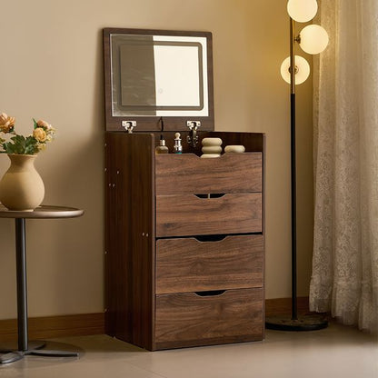 3 in 1 Flip Top Vanity Desk with Glass Top and Stool view 1