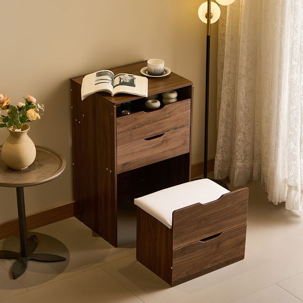 3 in 1 Flip Top Vanity Desk with Glass Top and Stool view 6