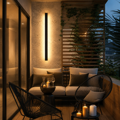 Linear LED Outdoor Wall Light in a styled room