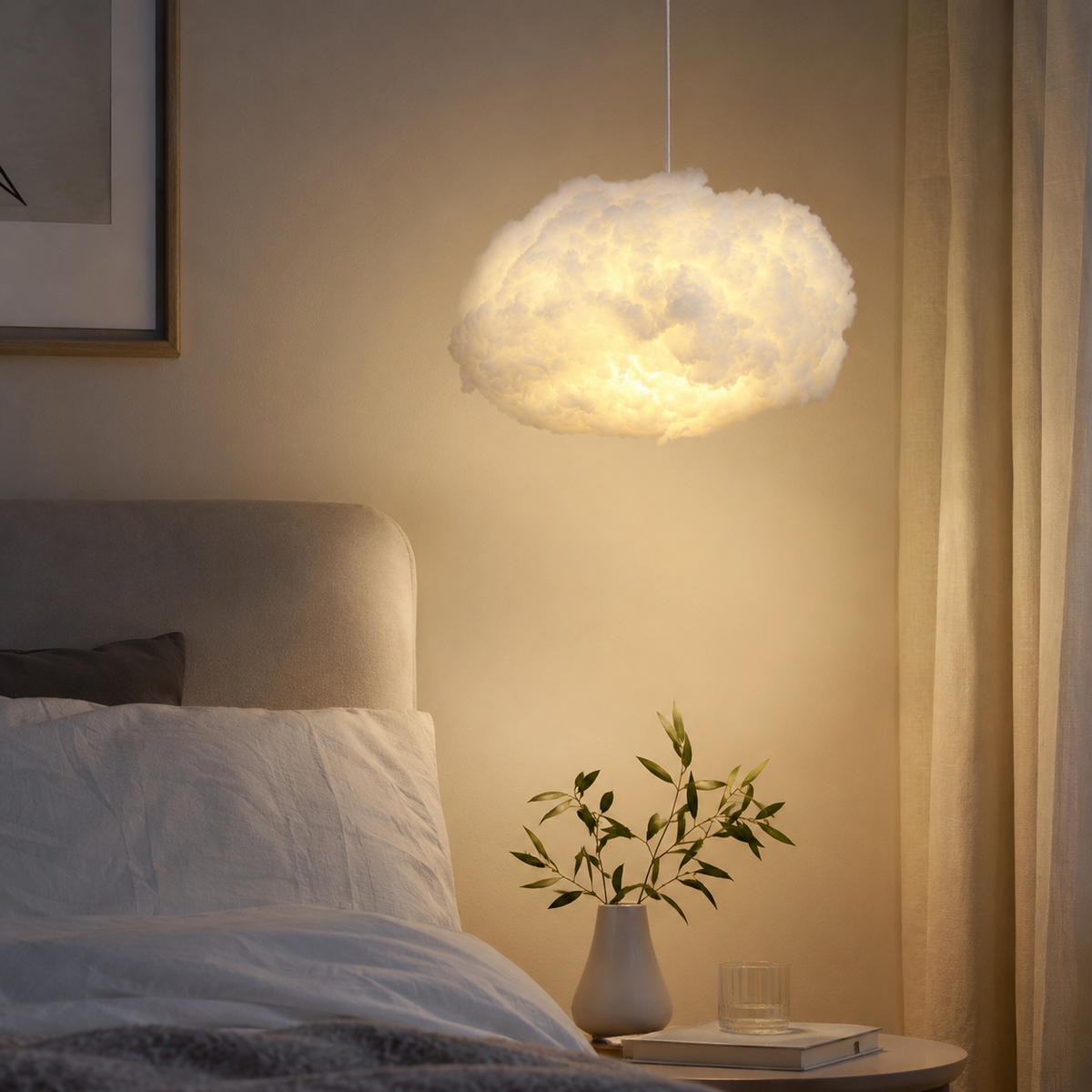 Cloud Cotton Pendant Light in a styled room