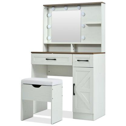 Mid-Century Vanity, White, 2 Drawers (view 11)