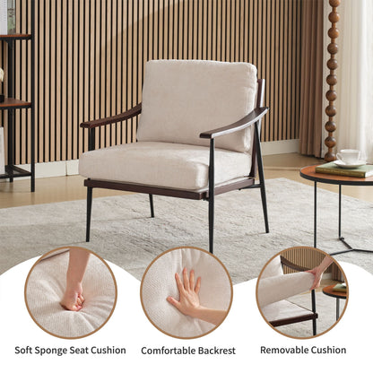 Linen Mid-Century Accent Chair, White, 30" Wide (view 3)