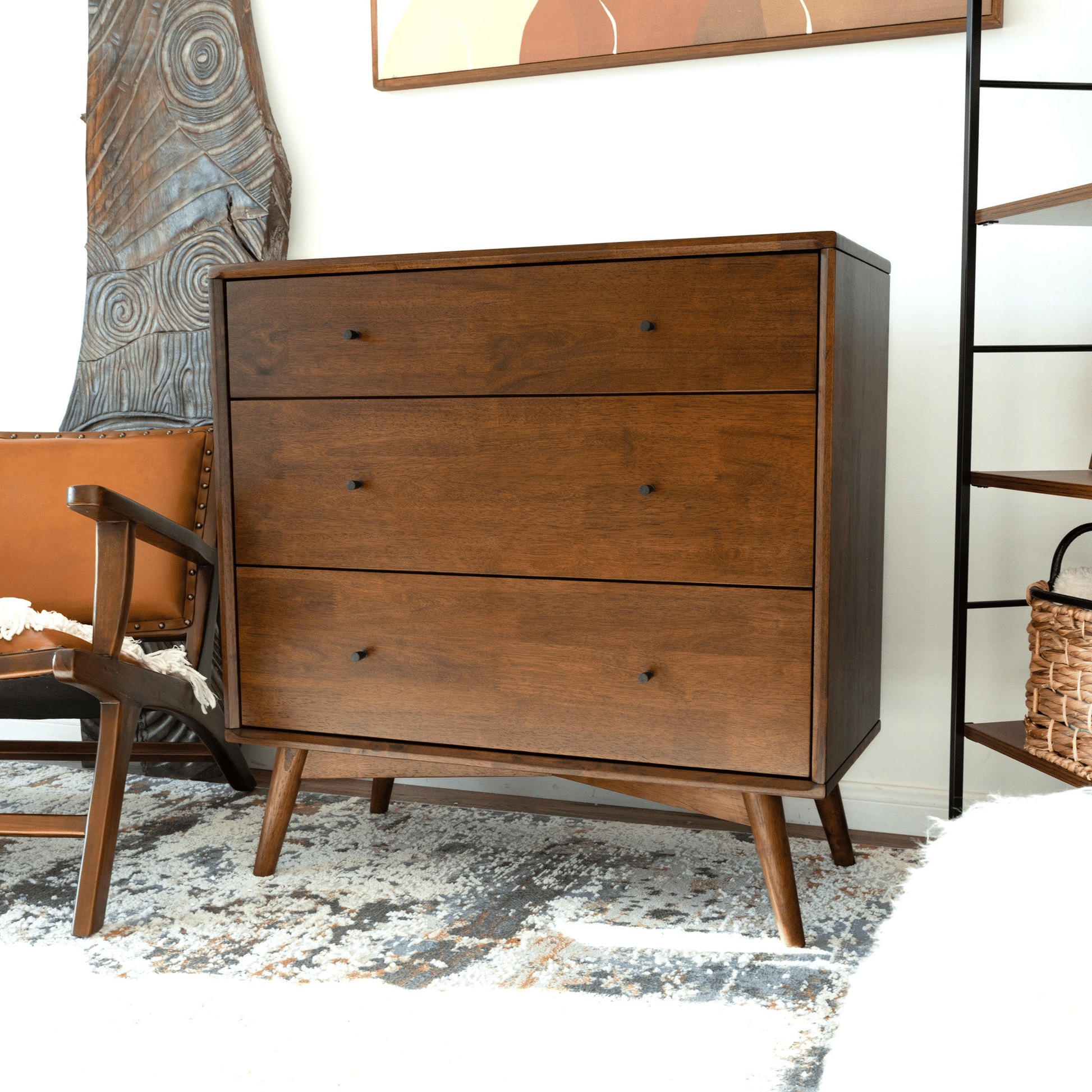 Caroline 3-Drawer Dresser, Compact Mid-Century Style (view 6)