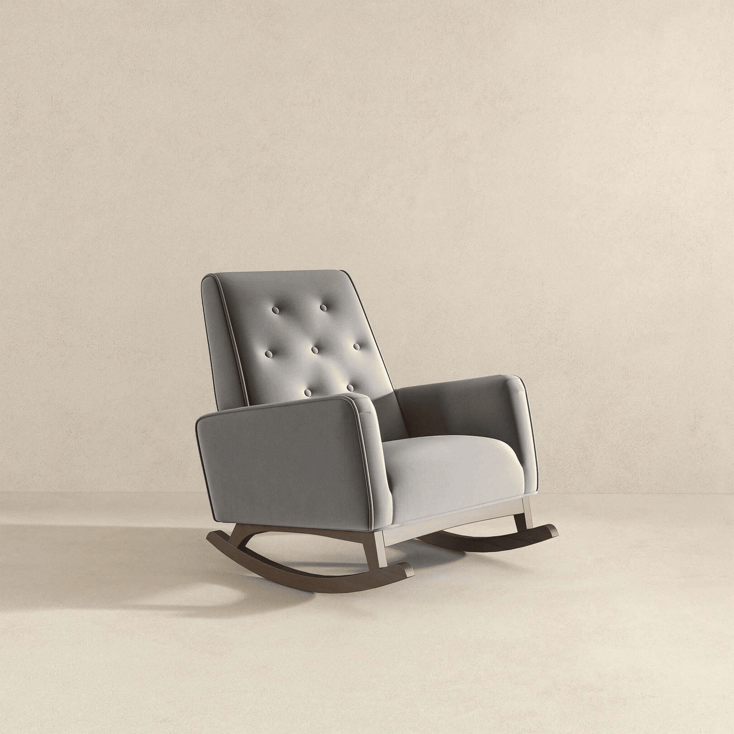 Demetrius Light Grey Fabric Solid Wood Rocking Chair (view 6)