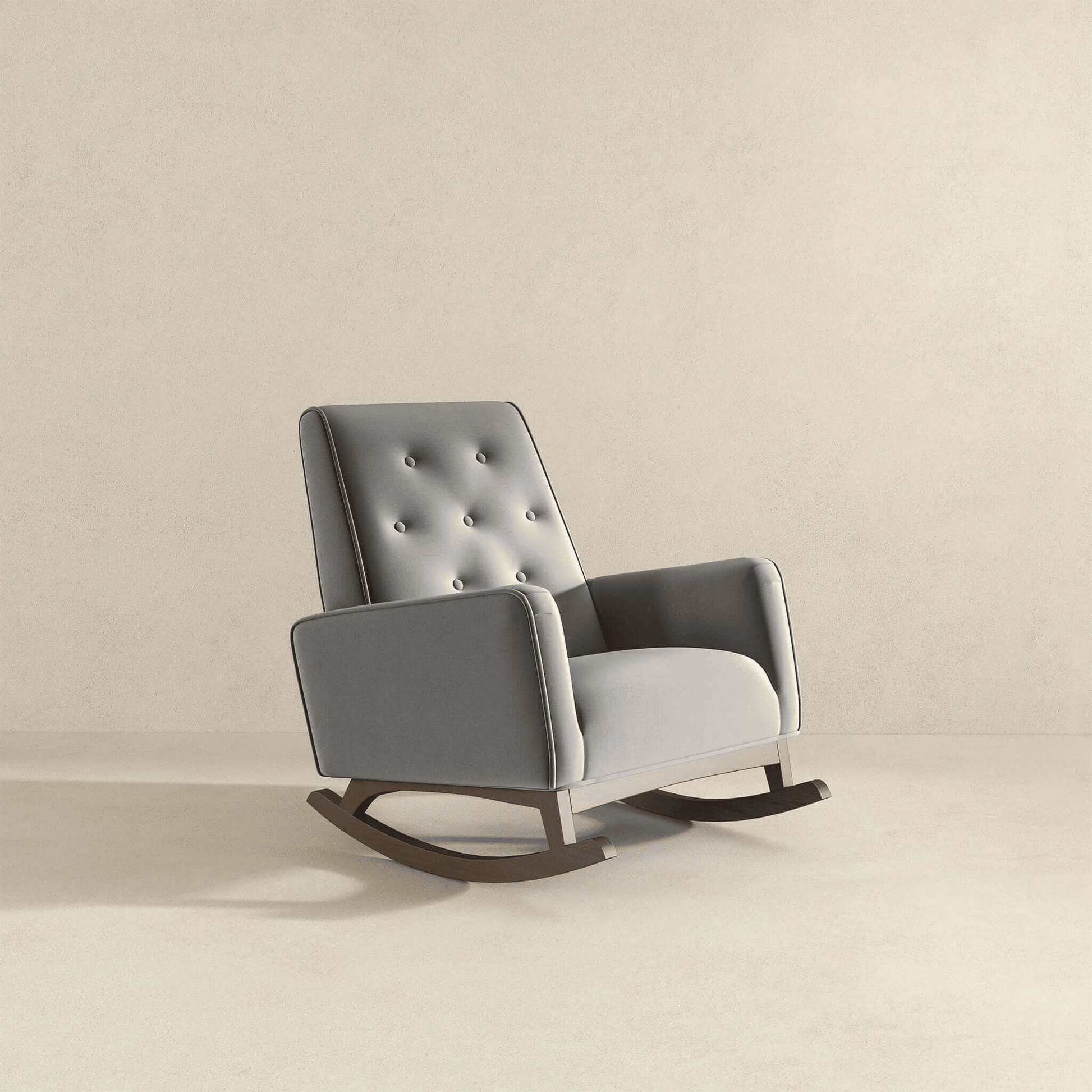 Demetrius Light Grey Fabric Solid Wood Rocking Chair (view 6)