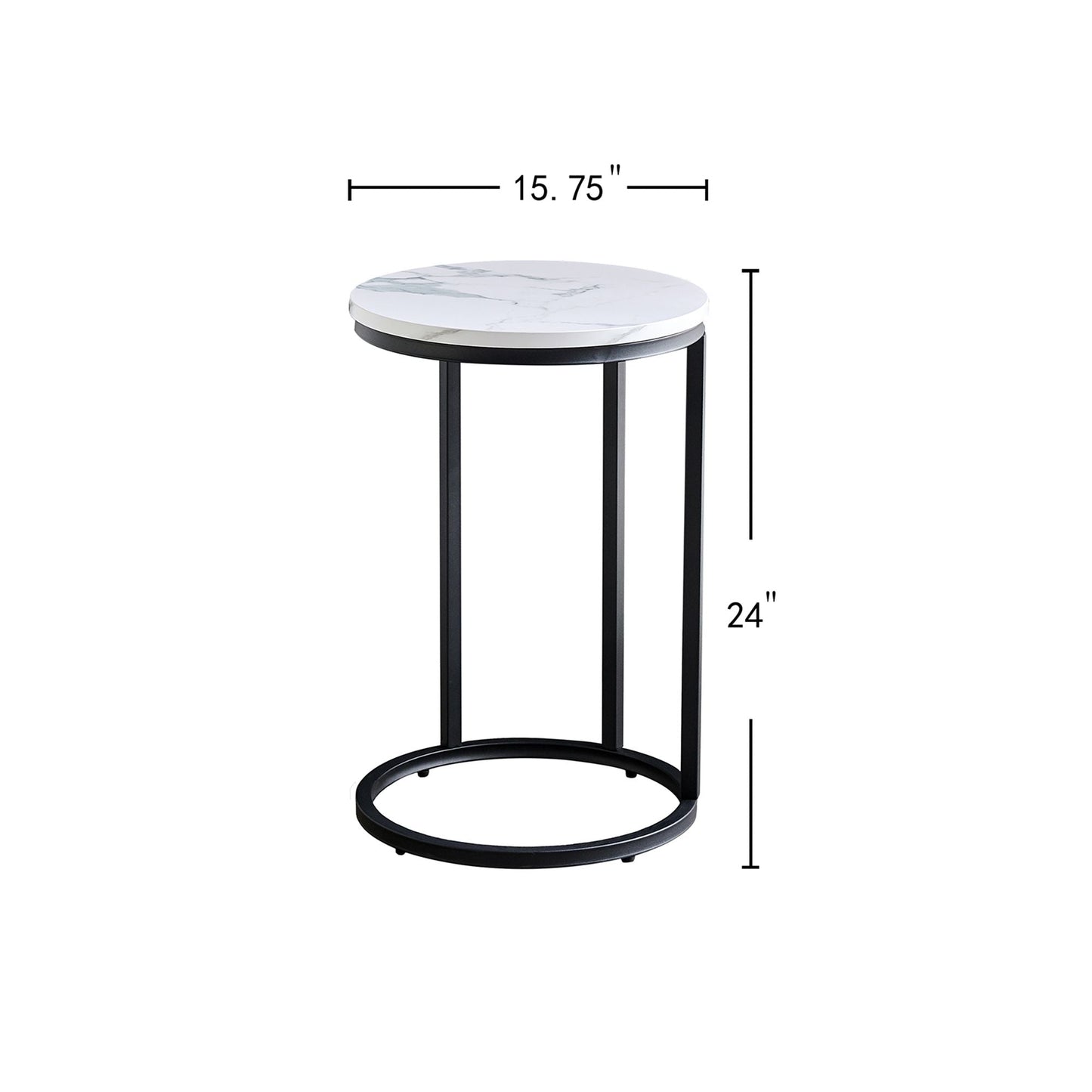 Mid-Century End Table, Black, Marble Top (view 12)