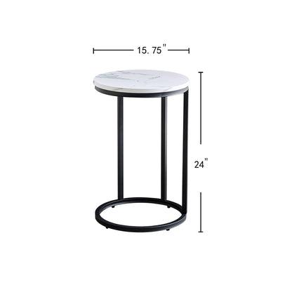 Mid-Century End Table, Black, Marble Top (view 12)