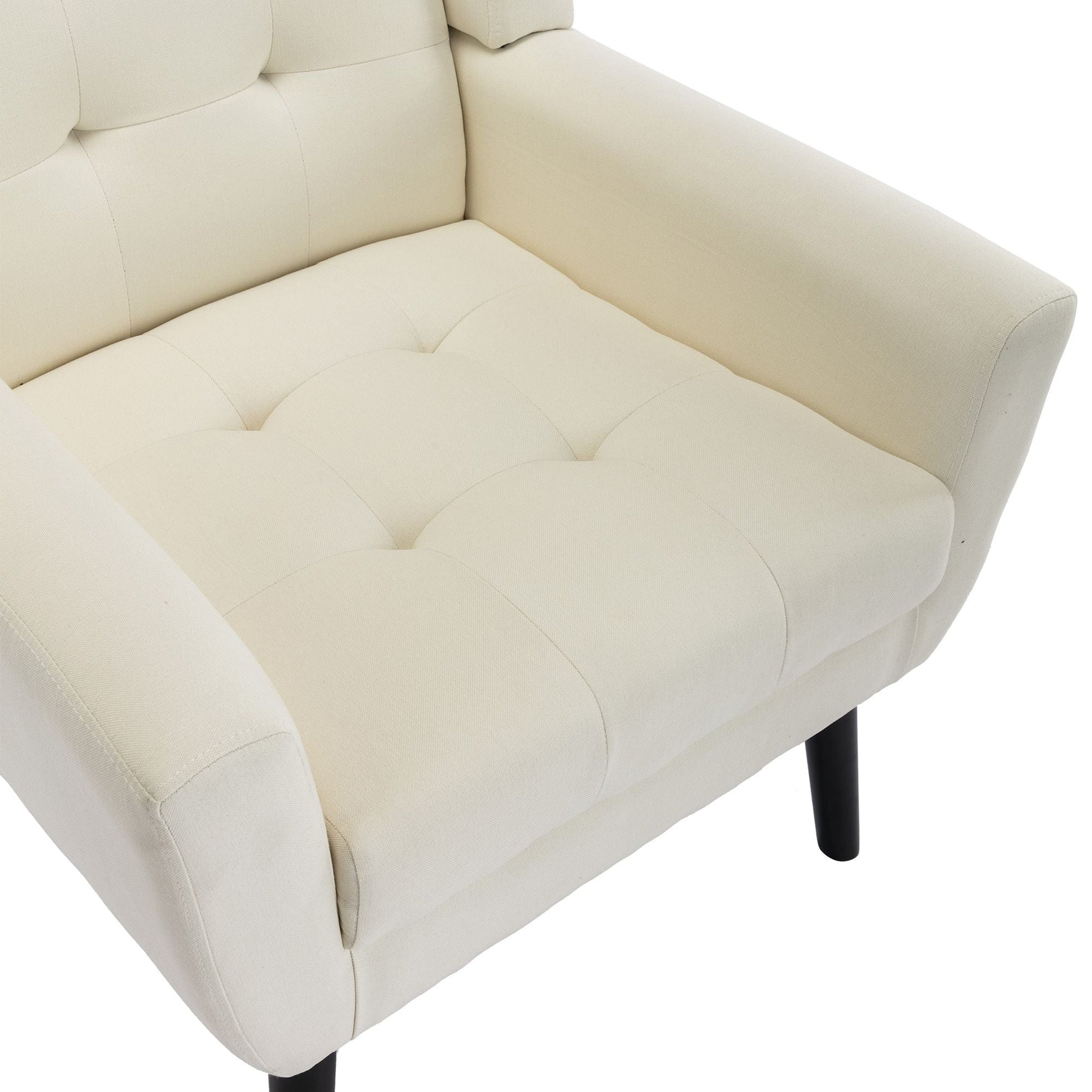 Linen Mid-Century Accent Chair, Black (view 36)