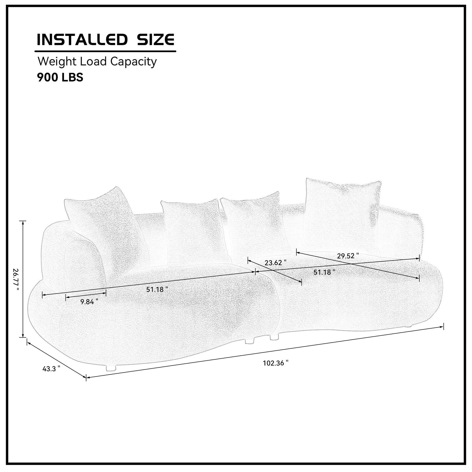 Upholstered Mid-Century Sectional Sofa, Cream (view 12)