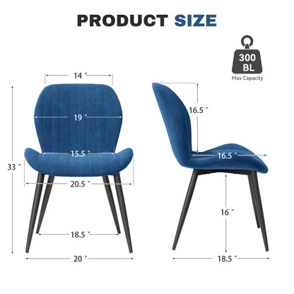 Velvet Mid-Century Dining Chairs, Set of 2, Blue (view 3)