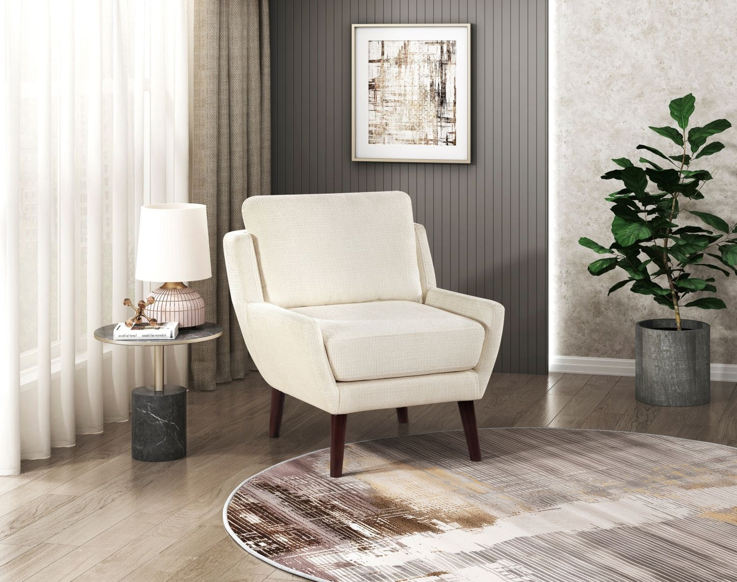 Chenille Mid-Century Accent Chair, Beige, 31" Tall (view 9)