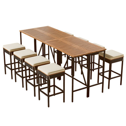 Rattan Mid-Century Dining Set, Brown (Style 2) (view 7)