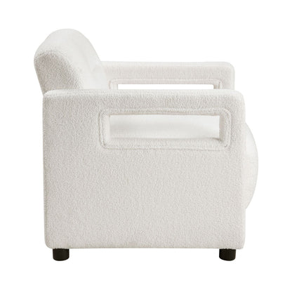 Boucle Mid-Century Accent Chair, Beige, Bouclé (view 4)
