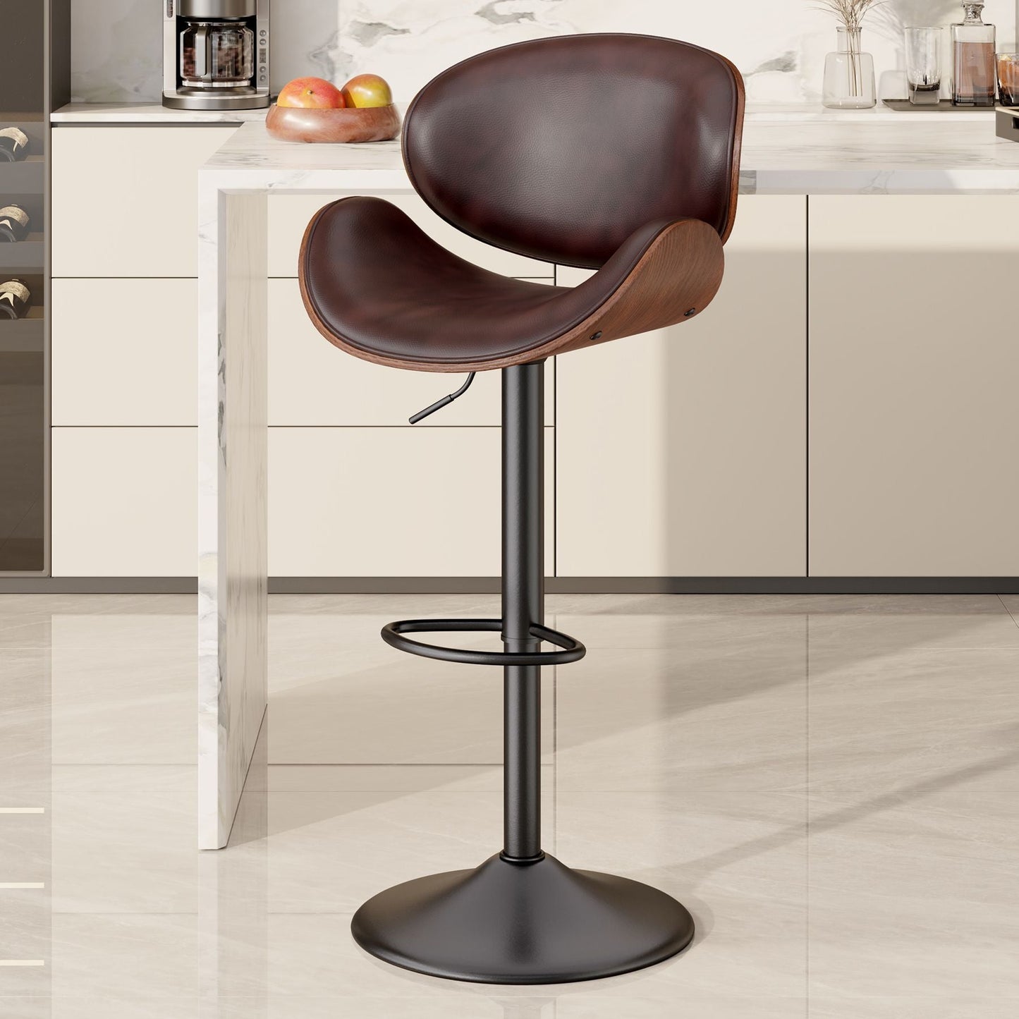 PU Leather Swivel Bar Stools, Set of 1, 18" Wide (view 56)