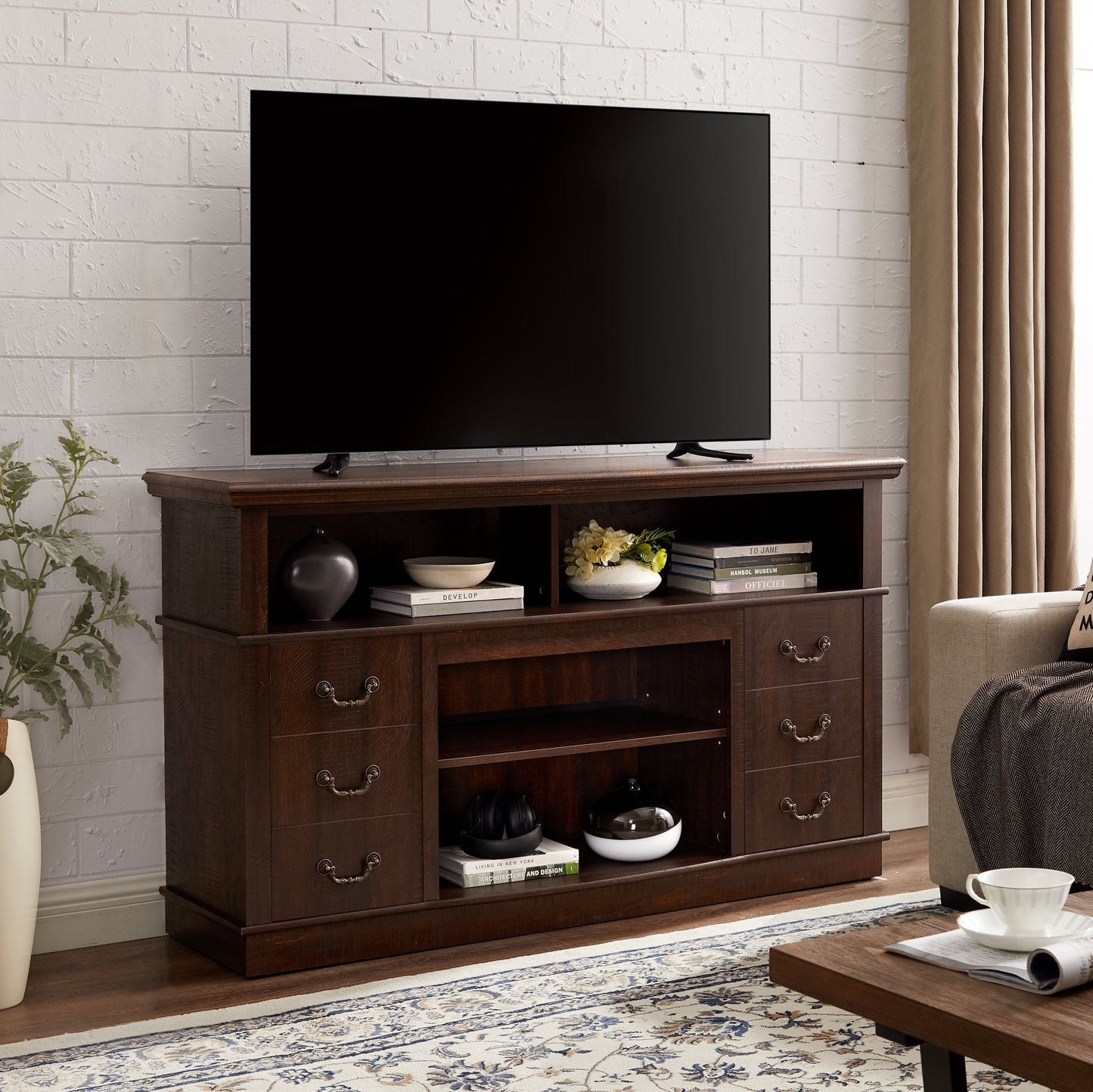 65" TV Mid-Century TV Stand, Espresso (view 7)