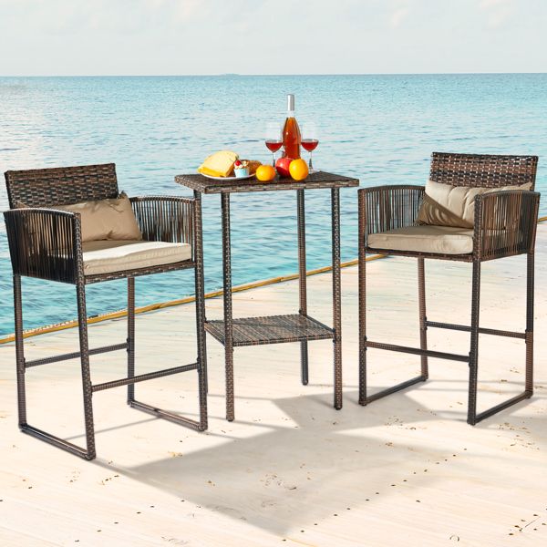 Rattan Swivel Bar Stools, Beige