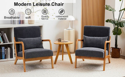 Upholstered Mid-Century Accent Chair, Brown, 30" Wide
