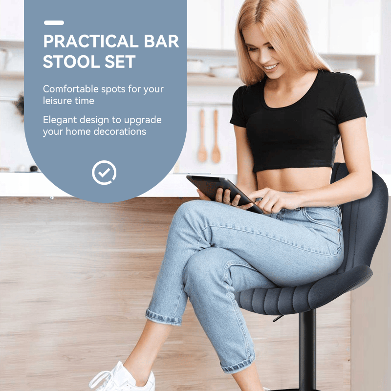 Faux Leather Swivel Bar Stools, Set of 2, High Back (view 43)