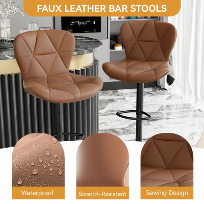 Faux Leather Swivel Bar Stools, Set of 2, Black (view 18)