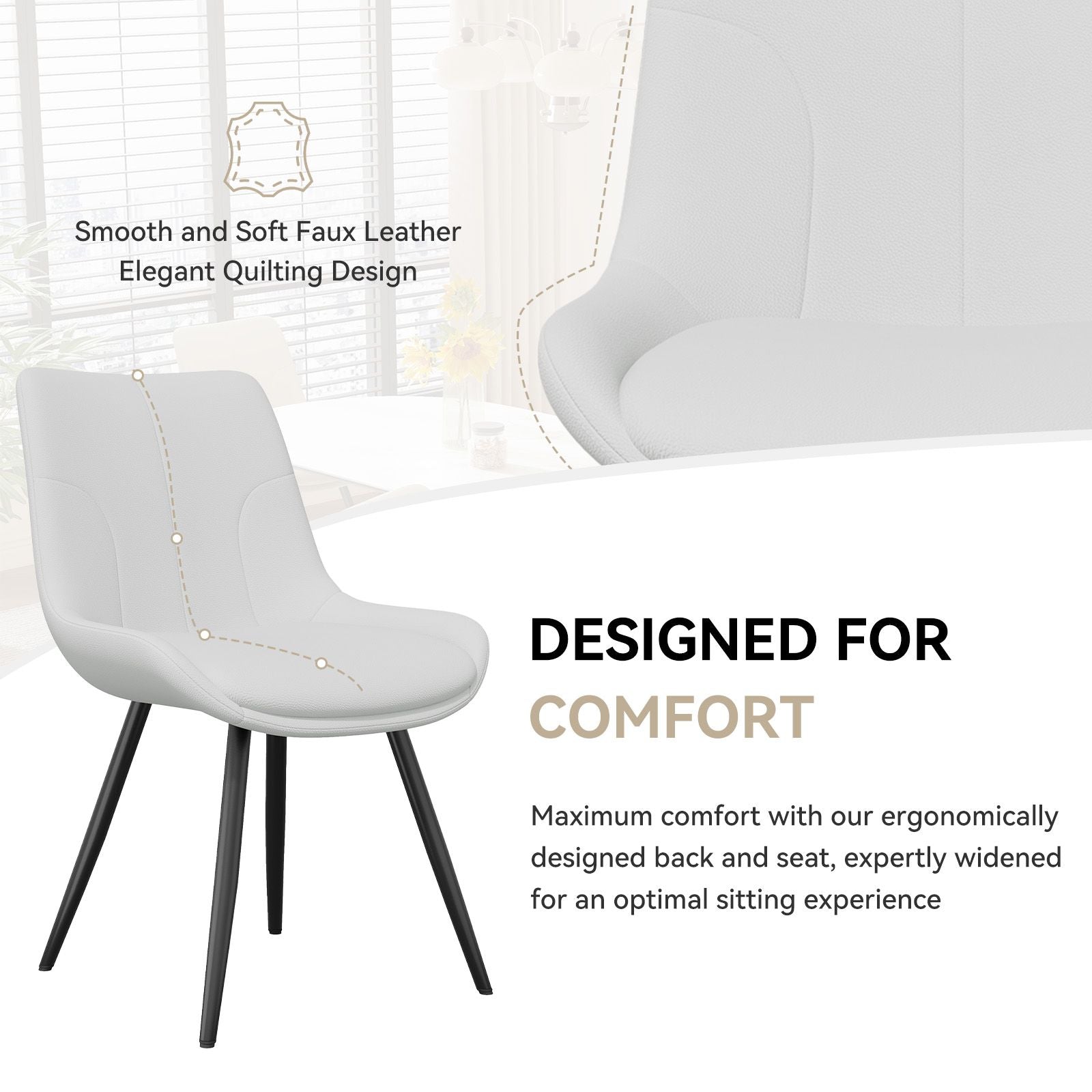Leather Mid-Century Dining Chairs, Set of 2, Black (view 50)