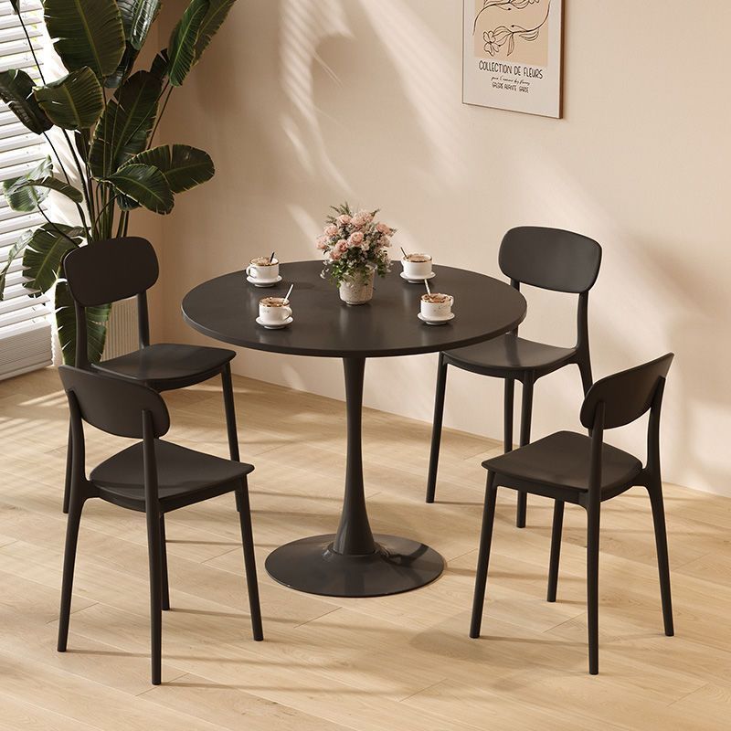 Wood Mid-Century Coffee Table, Black, Round (view 2)