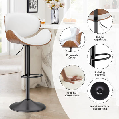 PU Leather Swivel Bar Stools, Set of 1, Black (view 77)