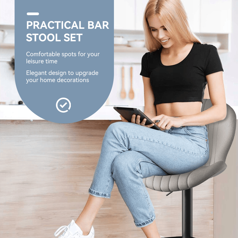 Faux Leather Swivel Bar Stools, Set of 2, Beige (view 57)