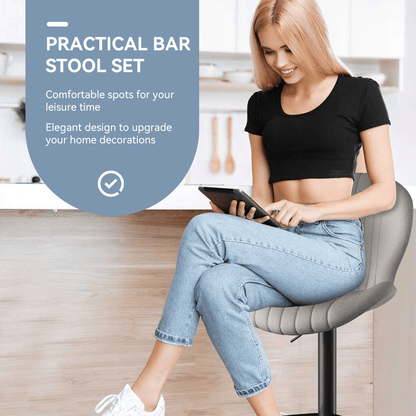 Faux Leather Swivel Bar Stools, Set of 2, Beige (view 57)