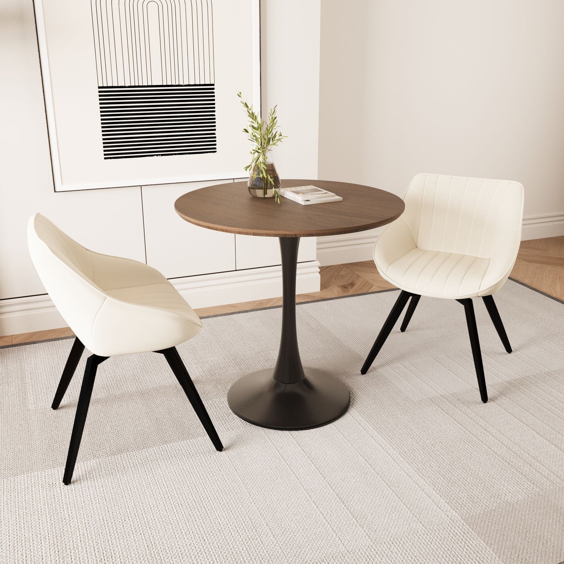 Leather Mid-Century Accent Chair, Black (view 43)