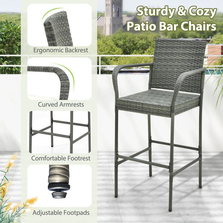 Rattan Mid-Century Accent Chair, Mix Gray, 23" Wide (view 6)