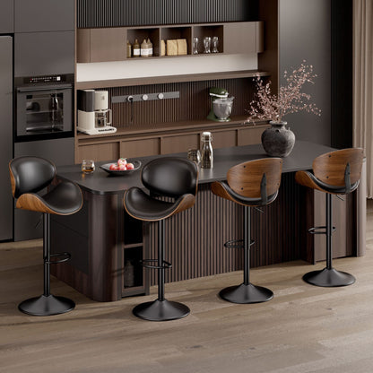 PU Leather Swivel Bar Stools, Set of 1, 18" Wide (view 8)