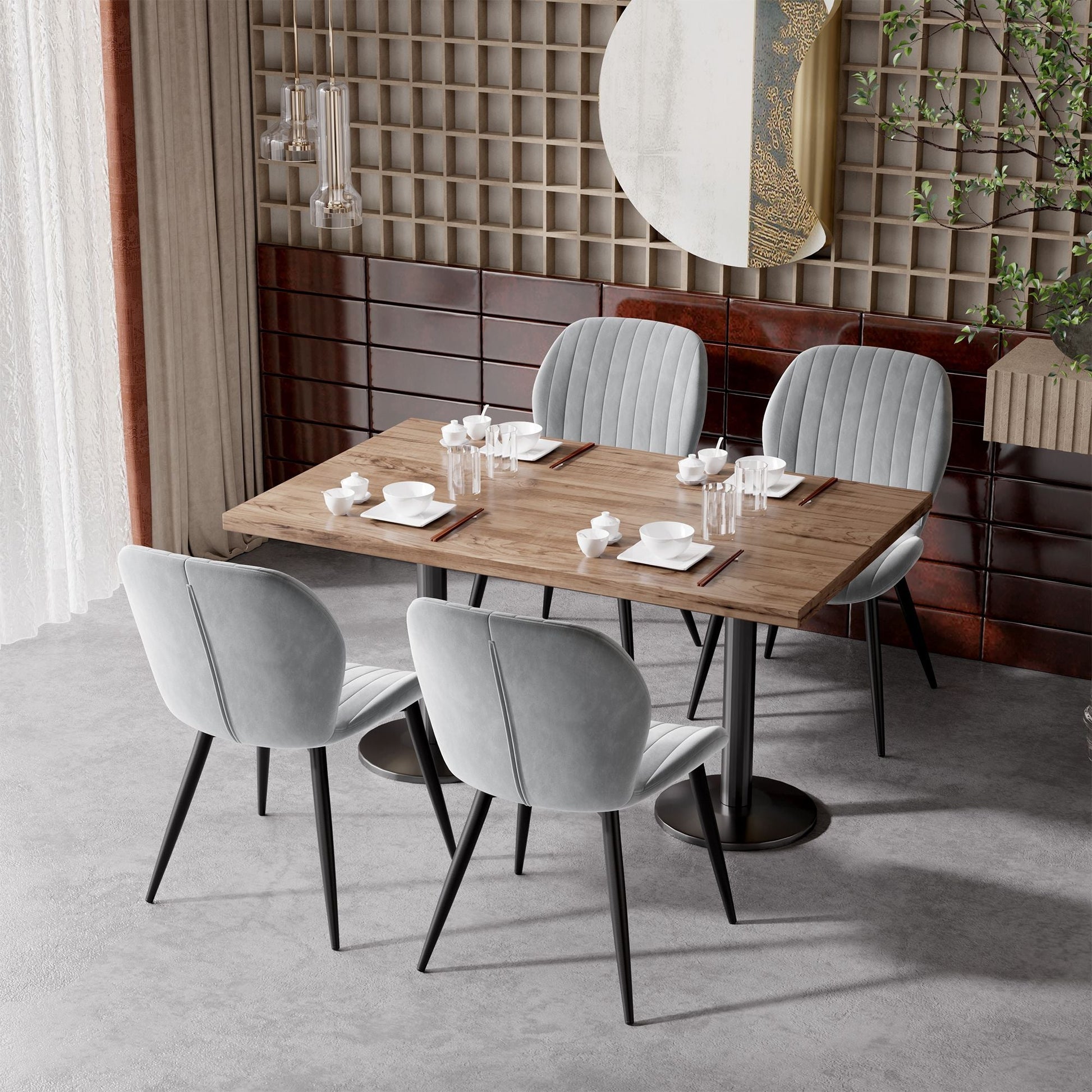 Velvet Mid-Century Dining Chairs, Set of 2, Blue (view 22)