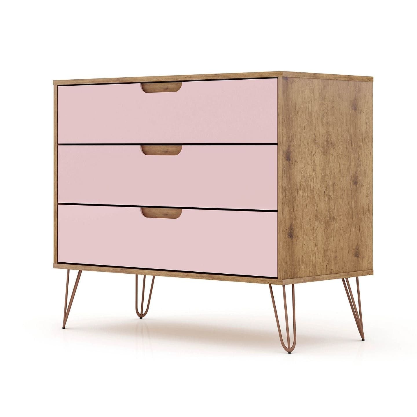 3-Drawer Mid-Century Dresser, Pink, 60" Wide (view 8)