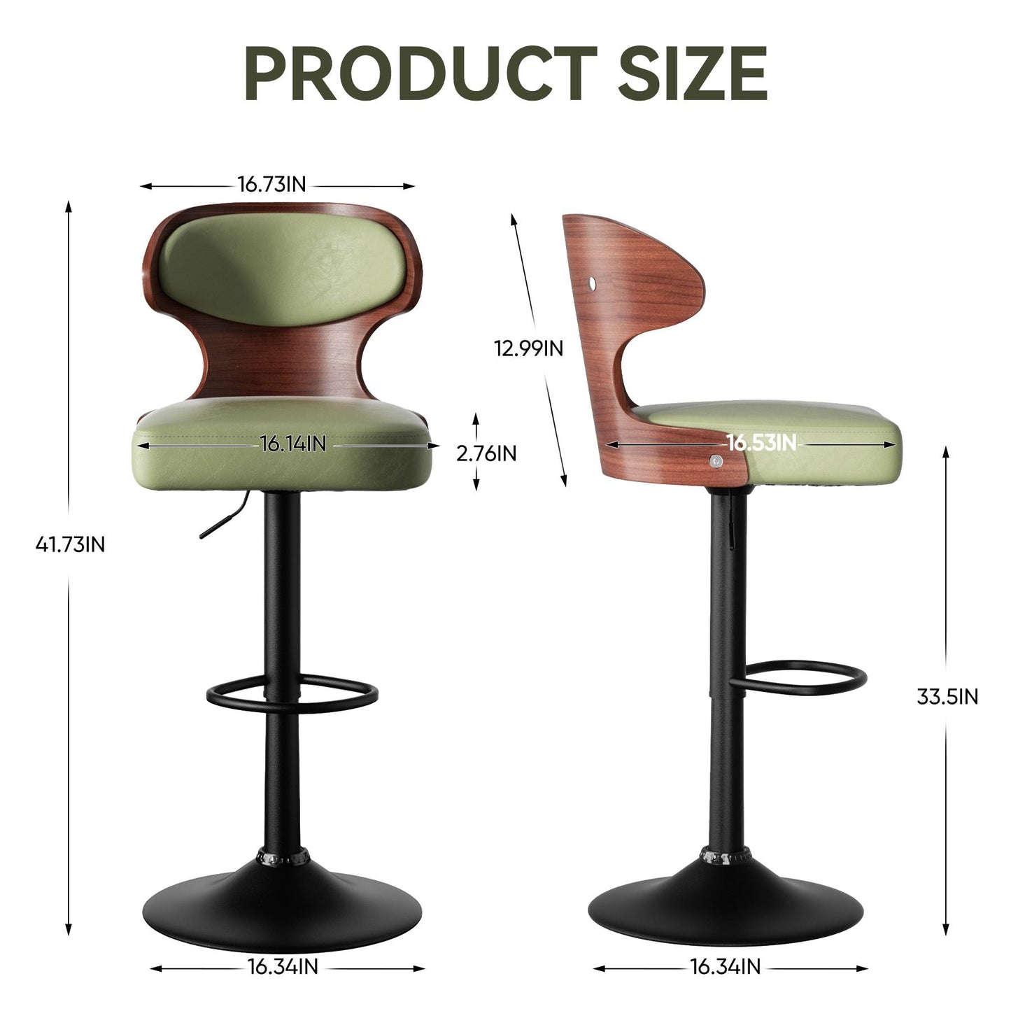 Faux Leather Swivel Bar Stools, Set of 2, Bentwood (view 21)