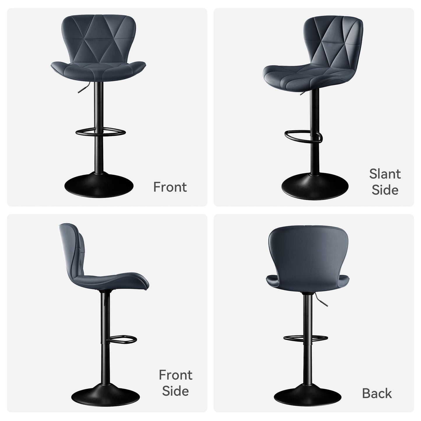 Faux Leather Swivel Bar Stools, Set of 2, Adjustable Height (view 82)