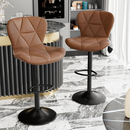 Faux Leather Swivel Bar Stools, Set of 2, Black (view 16)